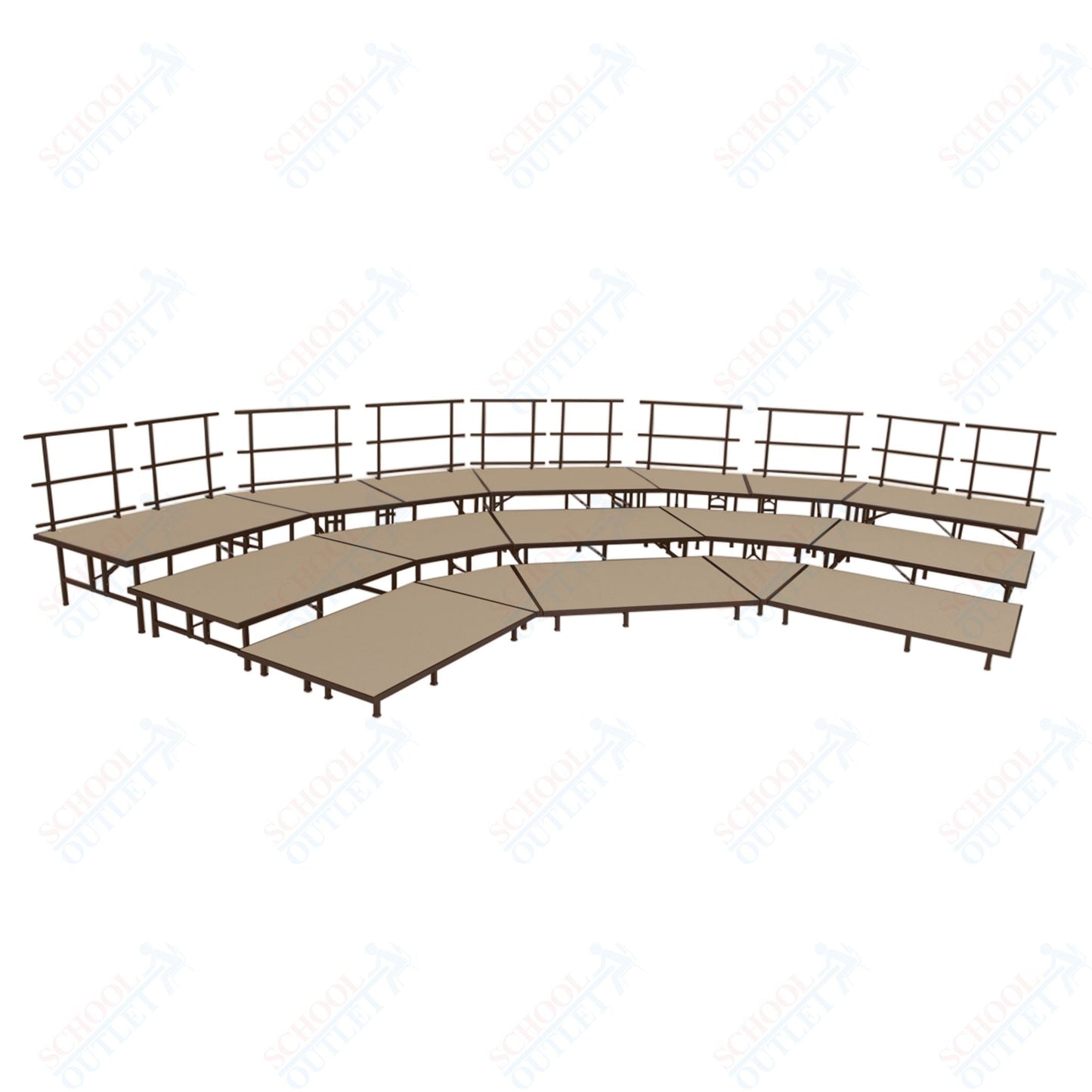AmTab Fixed Height Riser Set - Carpet Top - 3 Levels - 12'W x 24'L x 2'H (144"W x 288"L x 24"H) (AmTab AMT - STSB483C) - SchoolOutlet