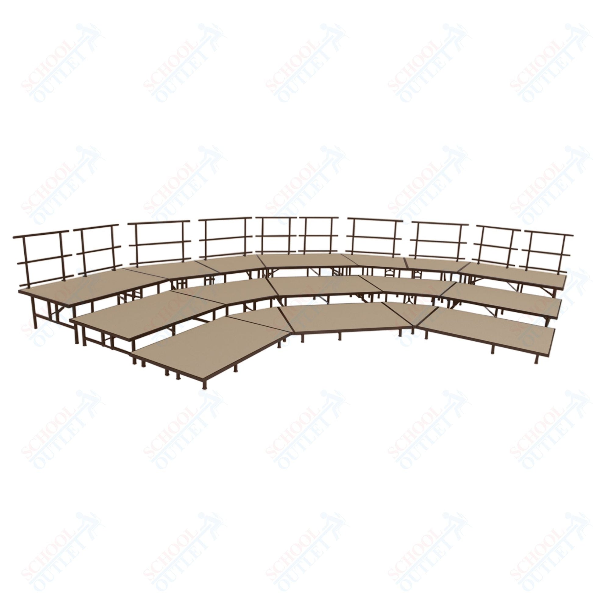 AmTab Fixed Height Riser Set - Carpet Top - 3 Levels - 12'W x 24'L x 2'H (144"W x 288"L x 24"H) (AmTab AMT - STSB483C) - SchoolOutlet