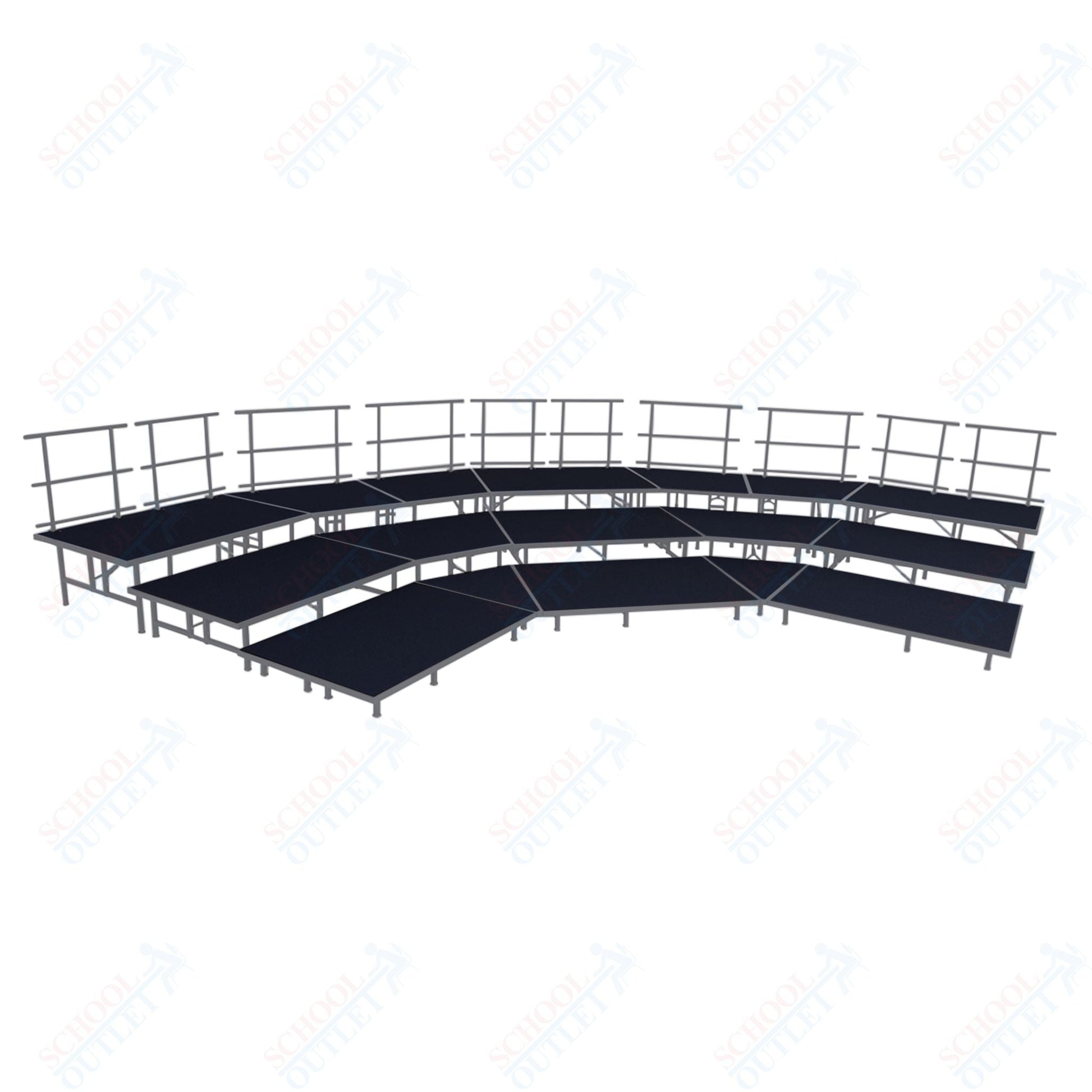 AmTab Fixed Height Riser Set - Carpet Top - 3 Levels - 12'W x 24'L x 2'H (144"W x 288"L x 24"H) (AmTab AMT - STSB483C) - SchoolOutlet