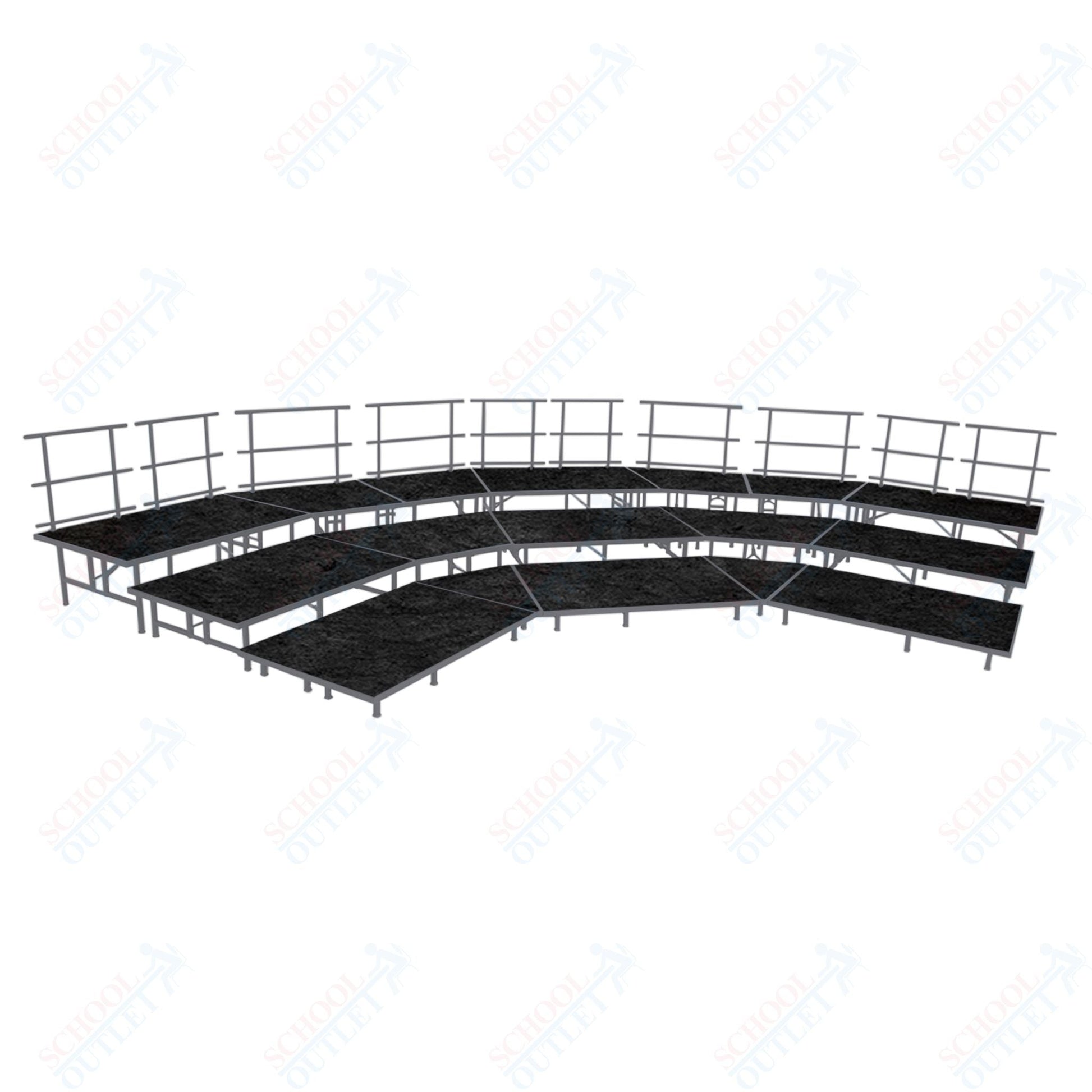 AmTab Fixed Height Riser Set - Carpet Top - 3 Levels - 12'W x 24'L x 2'H (144"W x 288"L x 24"H) (AmTab AMT - STSB483C) - SchoolOutlet