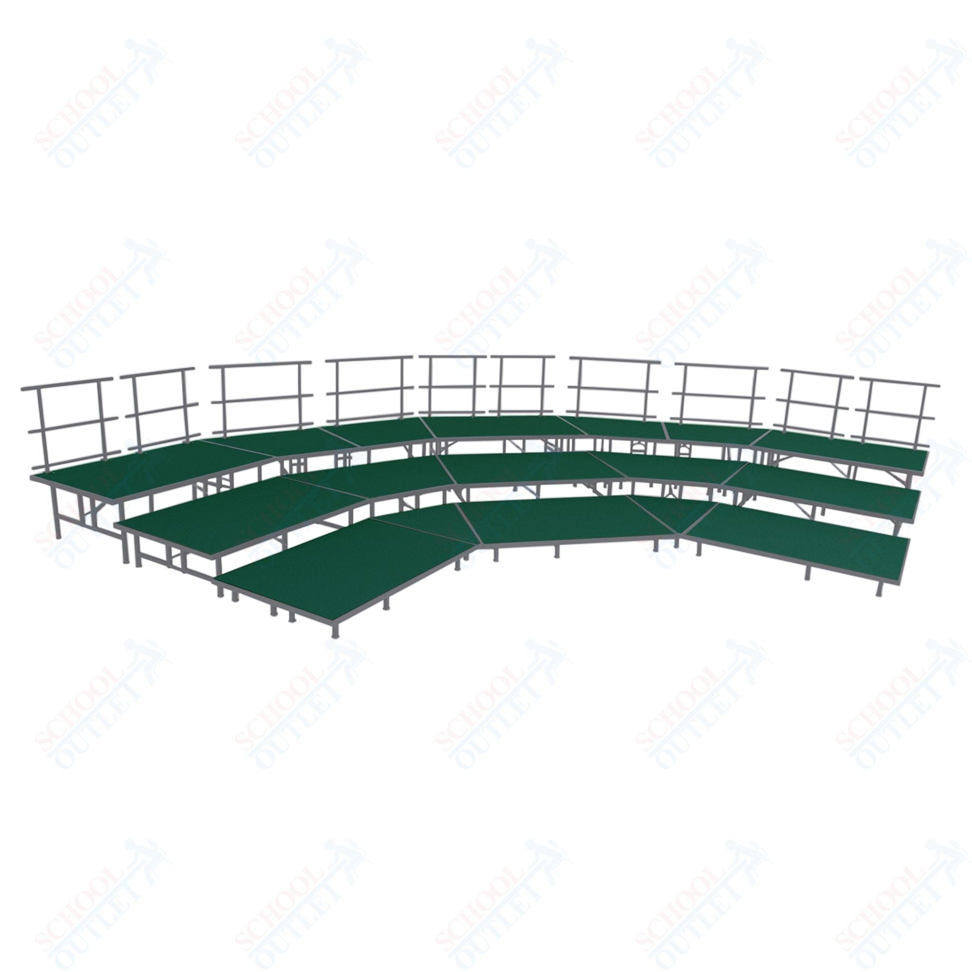 AmTab Fixed Height Riser Set - Carpet Top - 3 Levels - 12'W x 24'L x 2'H (144"W x 288"L x 24"H) (AmTab AMT - STSB483C) - SchoolOutlet