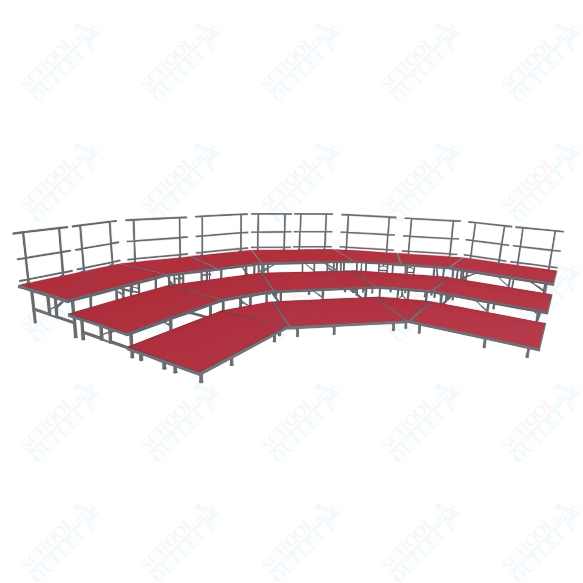 AmTab Fixed Height Riser Set - Carpet Top - 3 Levels - 12'W x 24'L x 2'H (144"W x 288"L x 24"H) (AmTab AMT - STSB483C) - SchoolOutlet