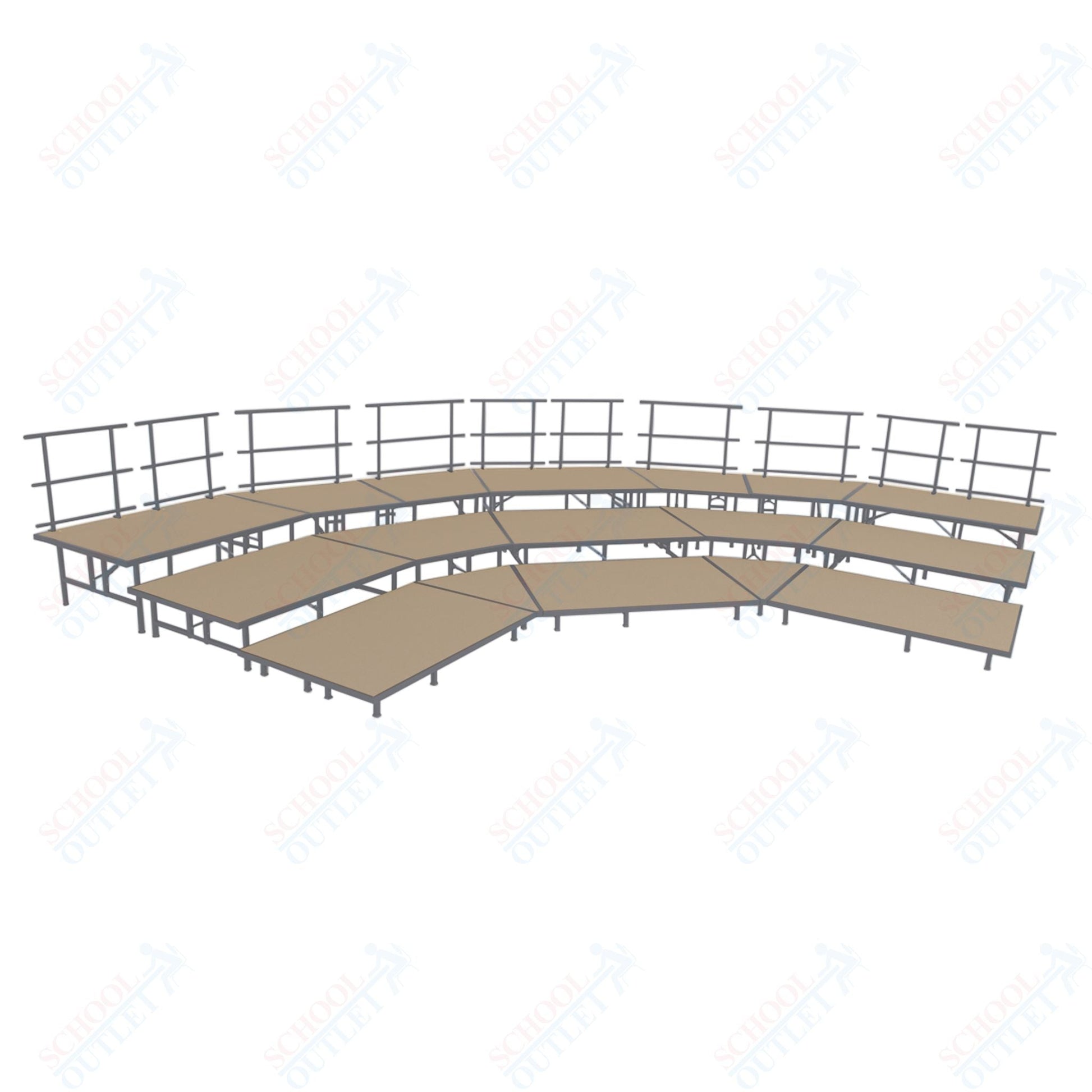 AmTab Fixed Height Riser Set - Carpet Top - 3 Levels - 12'W x 24'L x 2'H (144"W x 288"L x 24"H) (AmTab AMT - STSB483C) - SchoolOutlet