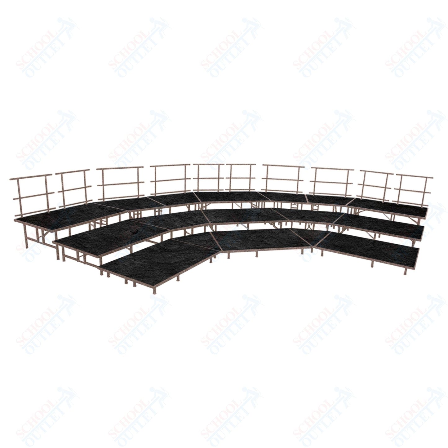 AmTab Fixed Height Riser Set - Carpet Top - 3 Levels - 12'W x 24'L x 2'H (144"W x 288"L x 24"H) (AmTab AMT - STSB483C) - SchoolOutlet