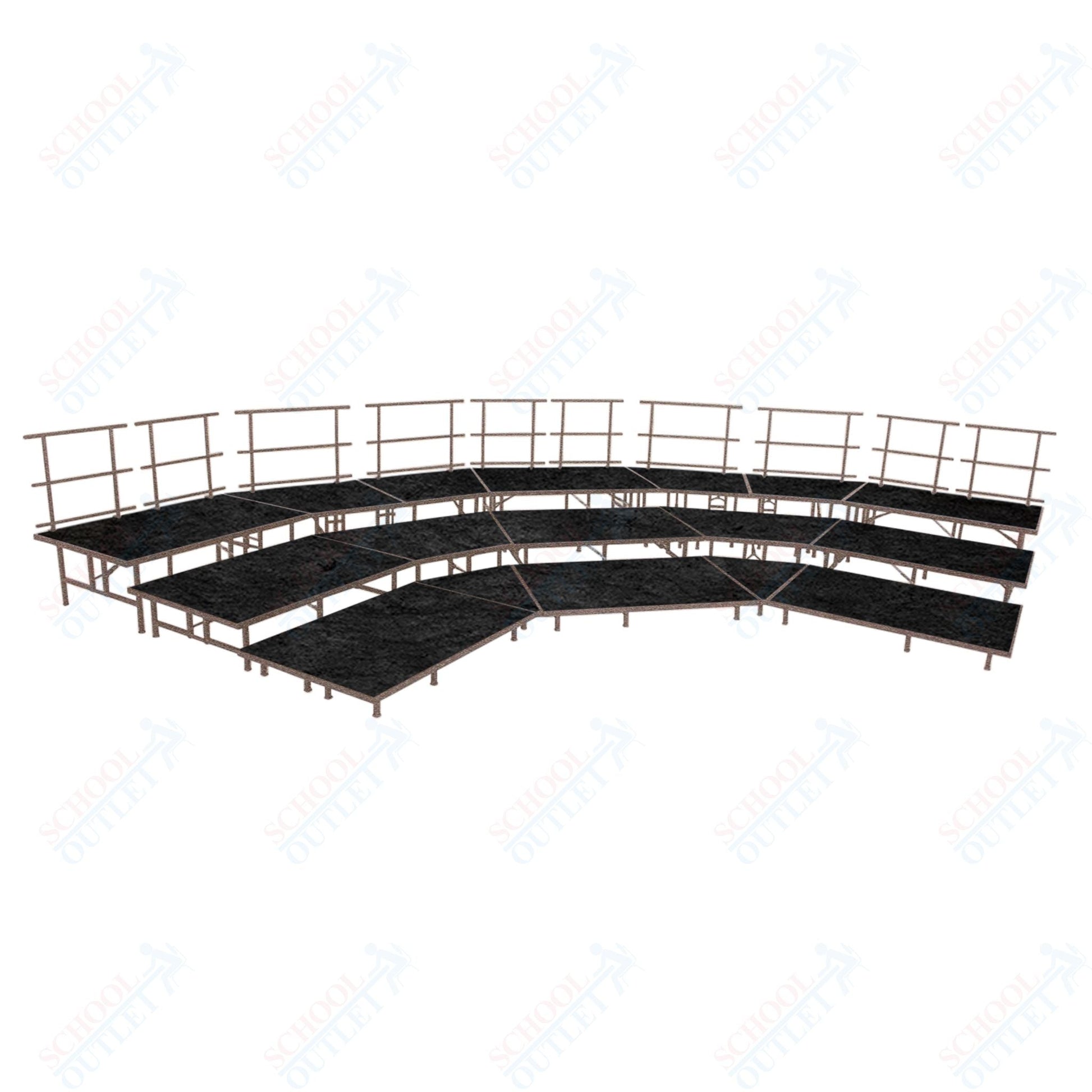AmTab Fixed Height Riser Set - Carpet Top - 3 Levels - 12'W x 24'L x 2'H (144"W x 288"L x 24"H) (AmTab AMT - STSB483C) - SchoolOutlet