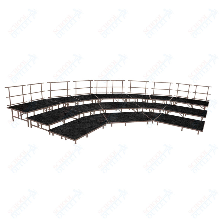 AmTab Fixed Height Riser Set - Carpet Top - 3 Levels - 12'W x 24'L x 2'H (144"W x 288"L x 24"H) (AmTab AMT - STSB483C) - SchoolOutlet