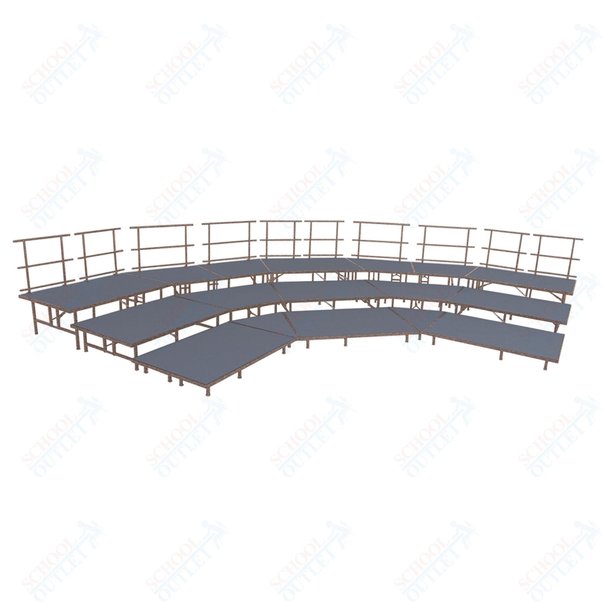 AmTab Fixed Height Riser Set - Carpet Top - 3 Levels - 12'W x 24'L x 2'H (144"W x 288"L x 24"H) (AmTab AMT - STSB483C) - SchoolOutlet
