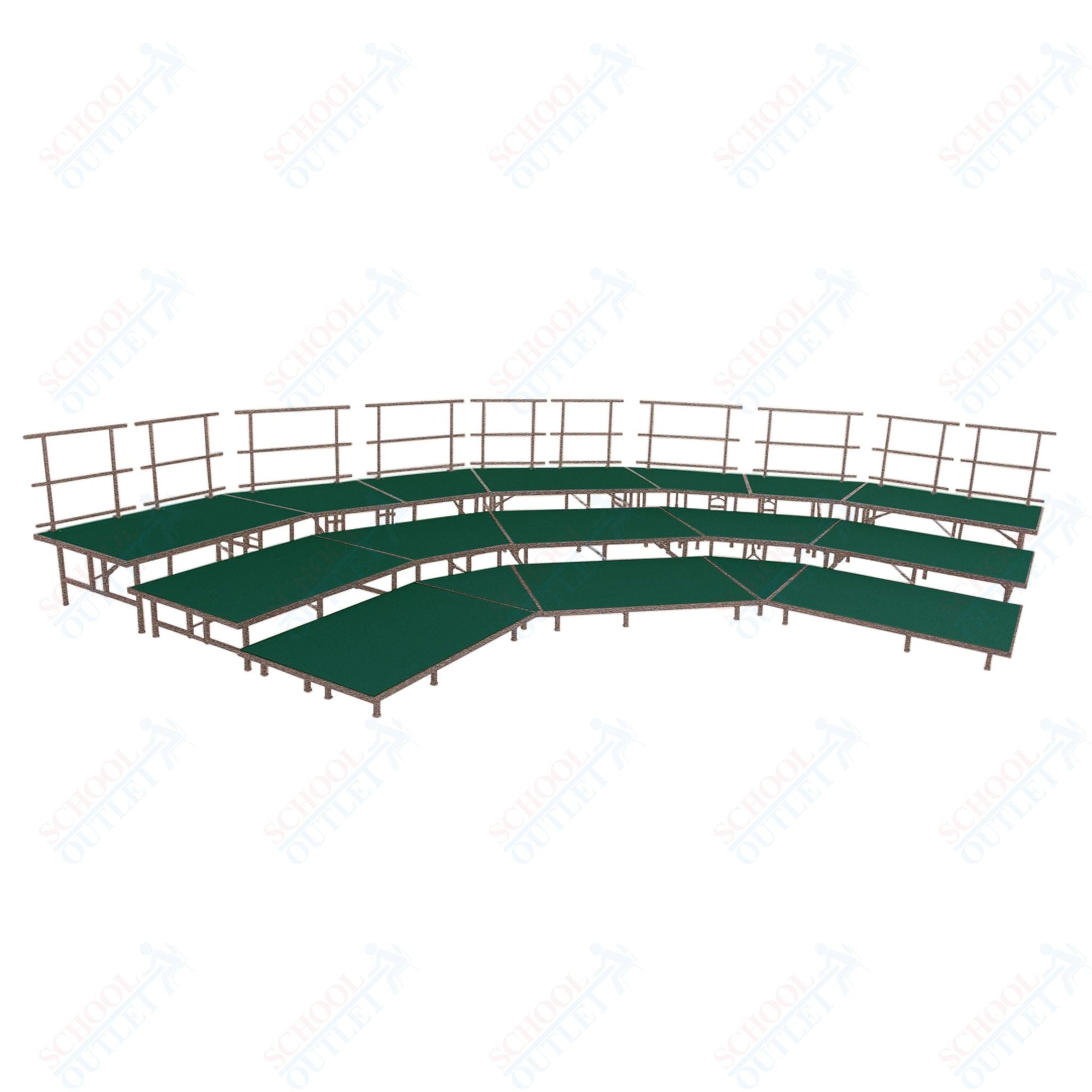AmTab Fixed Height Riser Set - Carpet Top - 3 Levels - 12'W x 24'L x 2'H (144"W x 288"L x 24"H) (AmTab AMT - STSB483C) - SchoolOutlet