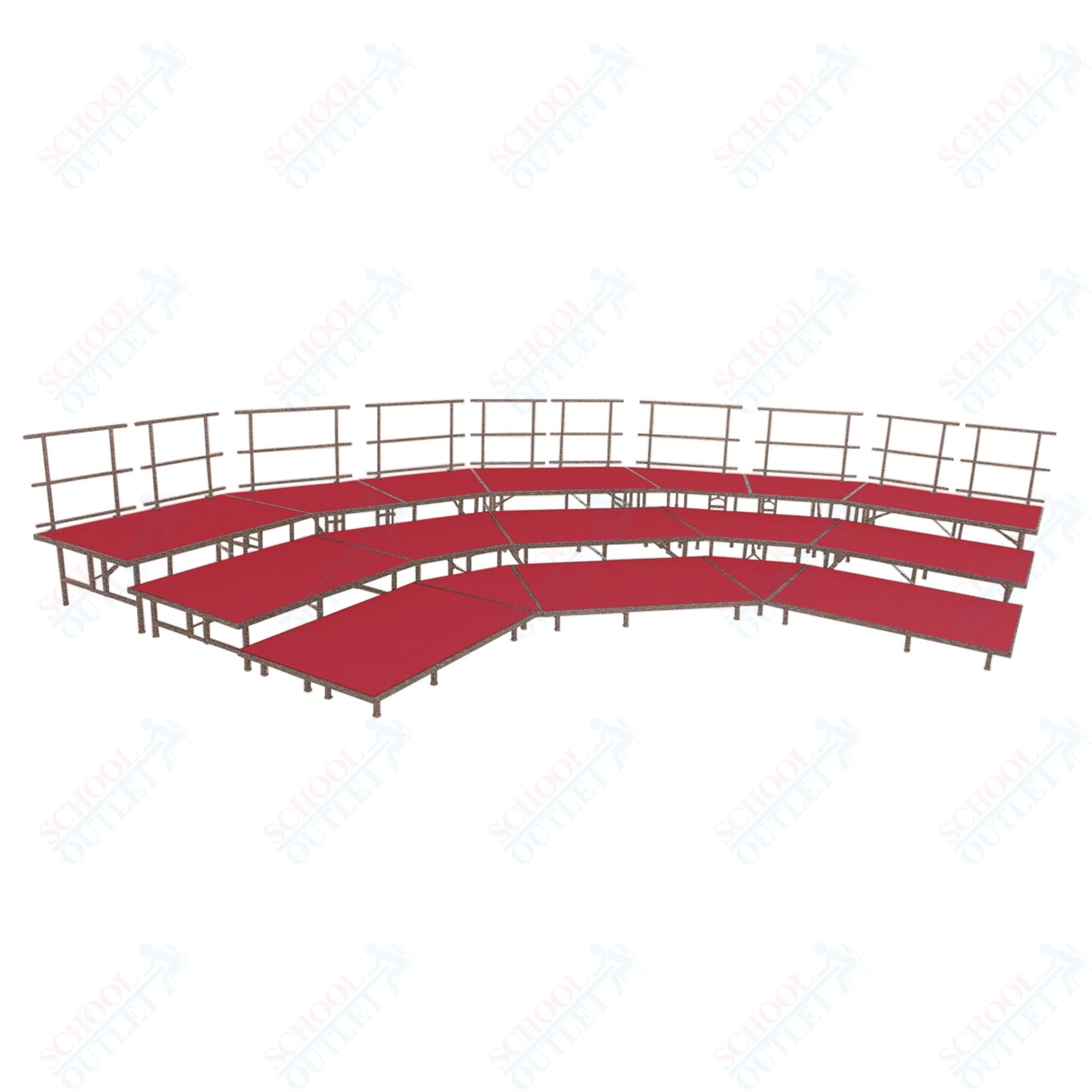 AmTab Fixed Height Riser Set - Carpet Top - 3 Levels - 12'W x 24'L x 2'H (144"W x 288"L x 24"H) (AmTab AMT - STSB483C) - SchoolOutlet
