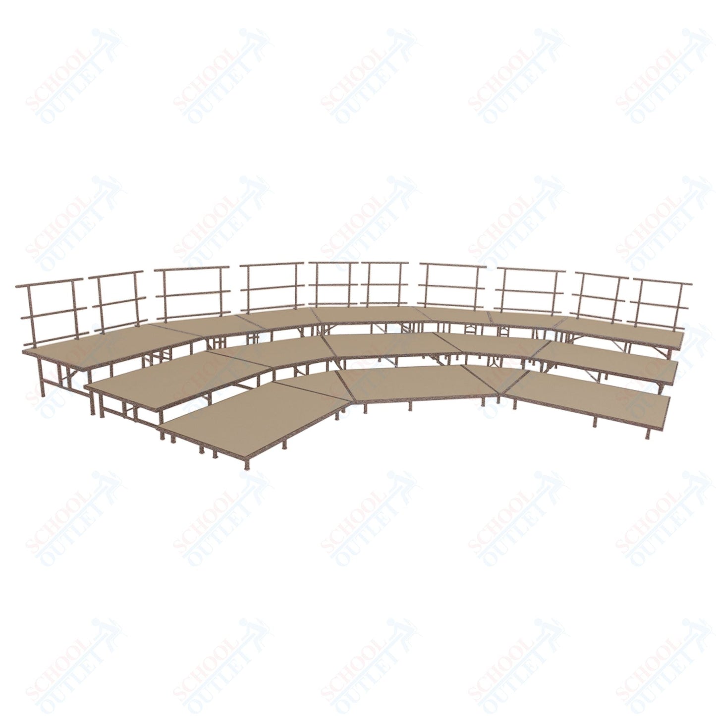 AmTab Fixed Height Riser Set - Carpet Top - 3 Levels - 12'W x 24'L x 2'H (144"W x 288"L x 24"H) (AmTab AMT - STSB483C) - SchoolOutlet
