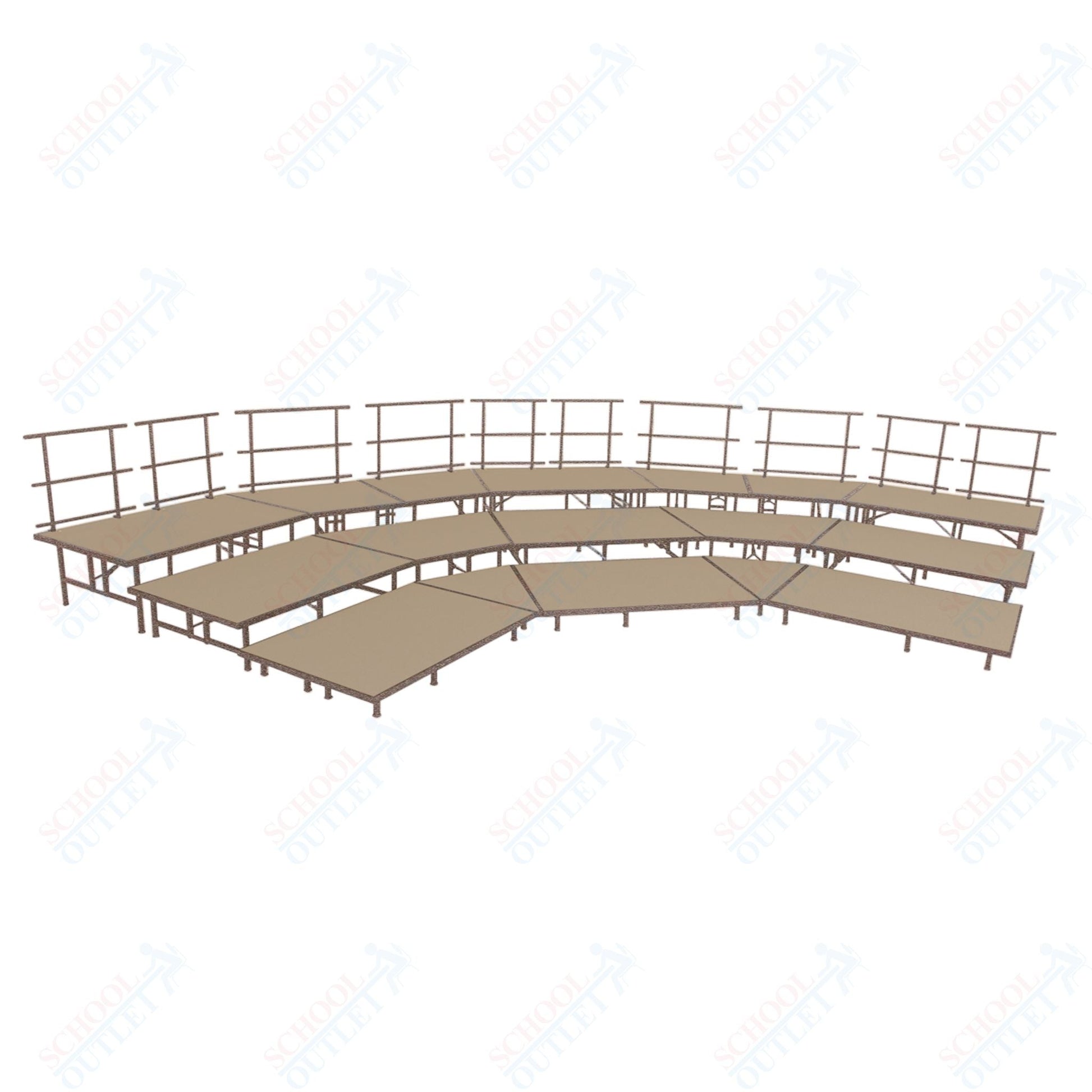 AmTab Fixed Height Riser Set - Carpet Top - 3 Levels - 12'W x 24'L x 2'H (144"W x 288"L x 24"H) (AmTab AMT - STSB483C) - SchoolOutlet