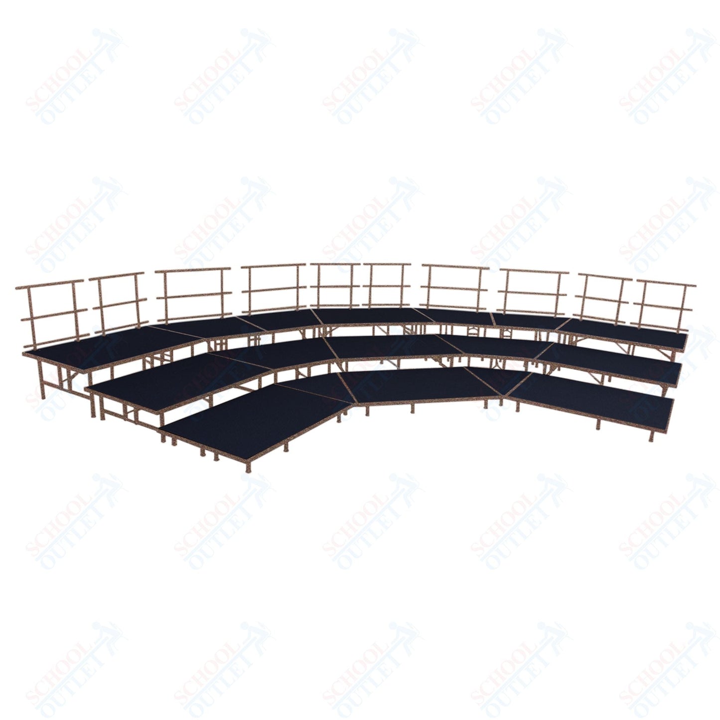 AmTab Fixed Height Riser Set - Carpet Top - 3 Levels - 12'W x 24'L x 2'H (144"W x 288"L x 24"H) (AmTab AMT - STSB483C) - SchoolOutlet