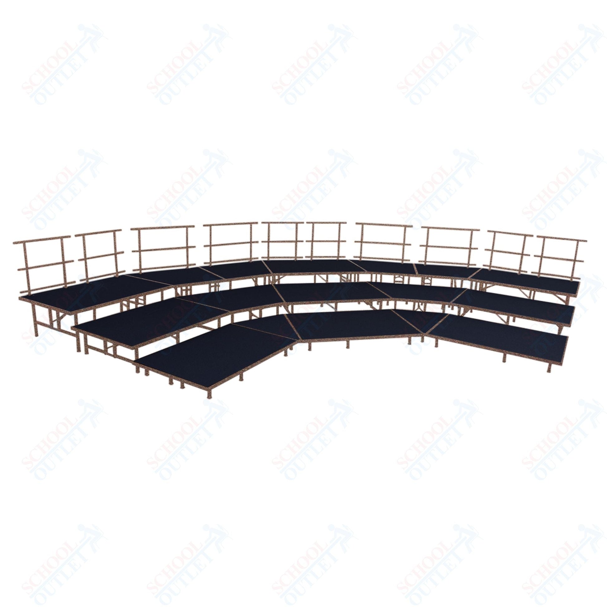 AmTab Fixed Height Riser Set - Carpet Top - 3 Levels - 12'W x 24'L x 2'H (144"W x 288"L x 24"H) (AmTab AMT - STSB483C) - SchoolOutlet