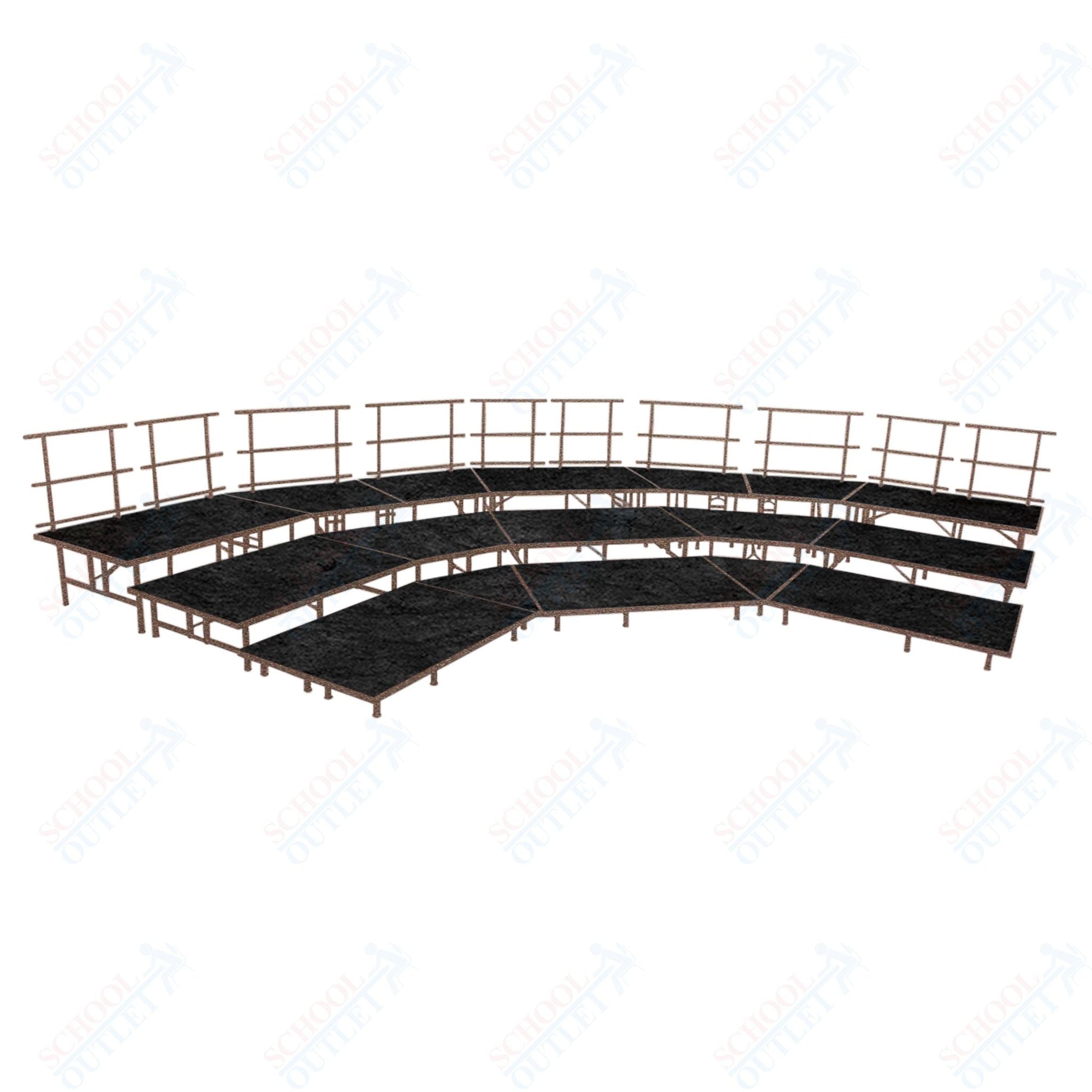AmTab Fixed Height Riser Set - Carpet Top - 3 Levels - 12'W x 24'L x 2'H (144"W x 288"L x 24"H) (AmTab AMT - STSB483C) - SchoolOutlet