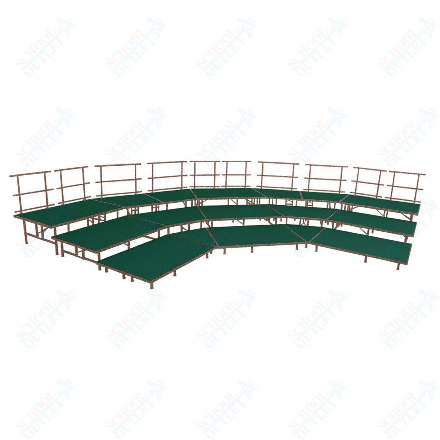 AmTab Fixed Height Riser Set - Carpet Top - 3 Levels - 12'W x 24'L x 2'H (144"W x 288"L x 24"H) (AmTab AMT - STSB483C) - SchoolOutlet