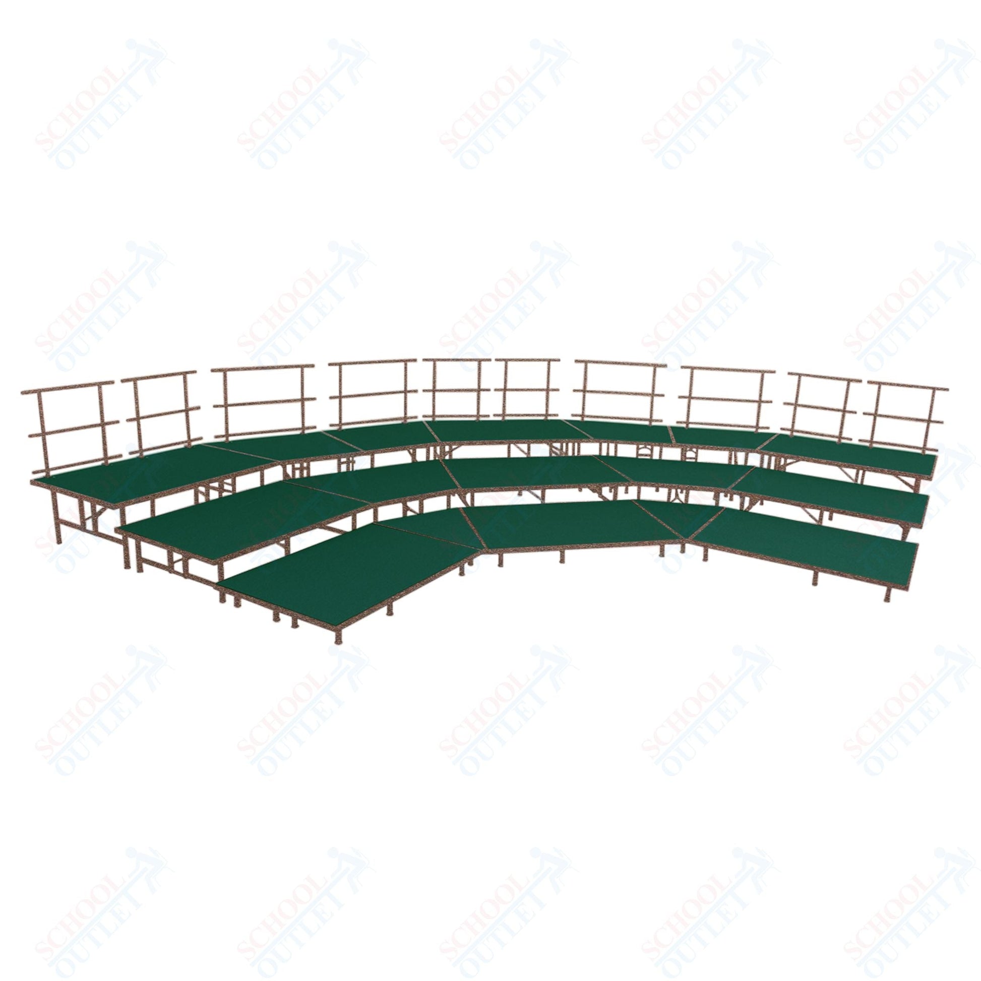 AmTab Fixed Height Riser Set - Carpet Top - 3 Levels - 12'W x 24'L x 2'H (144"W x 288"L x 24"H) (AmTab AMT - STSB483C) - SchoolOutlet