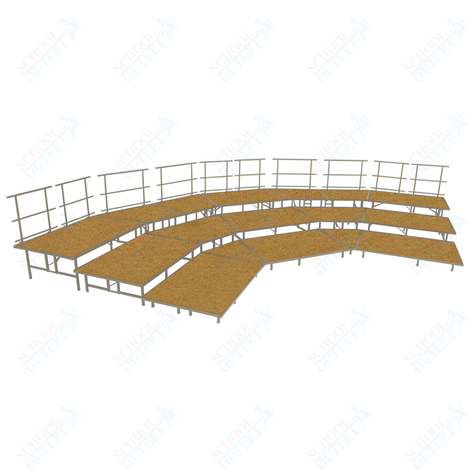AmTab Fixed Height Riser Set - Hardboard Top - 3 Levels - 9'W x 24'L x 2'H (108"W x 288"L x 24"H) (AmTab AMT - STSC383H) - SchoolOutlet