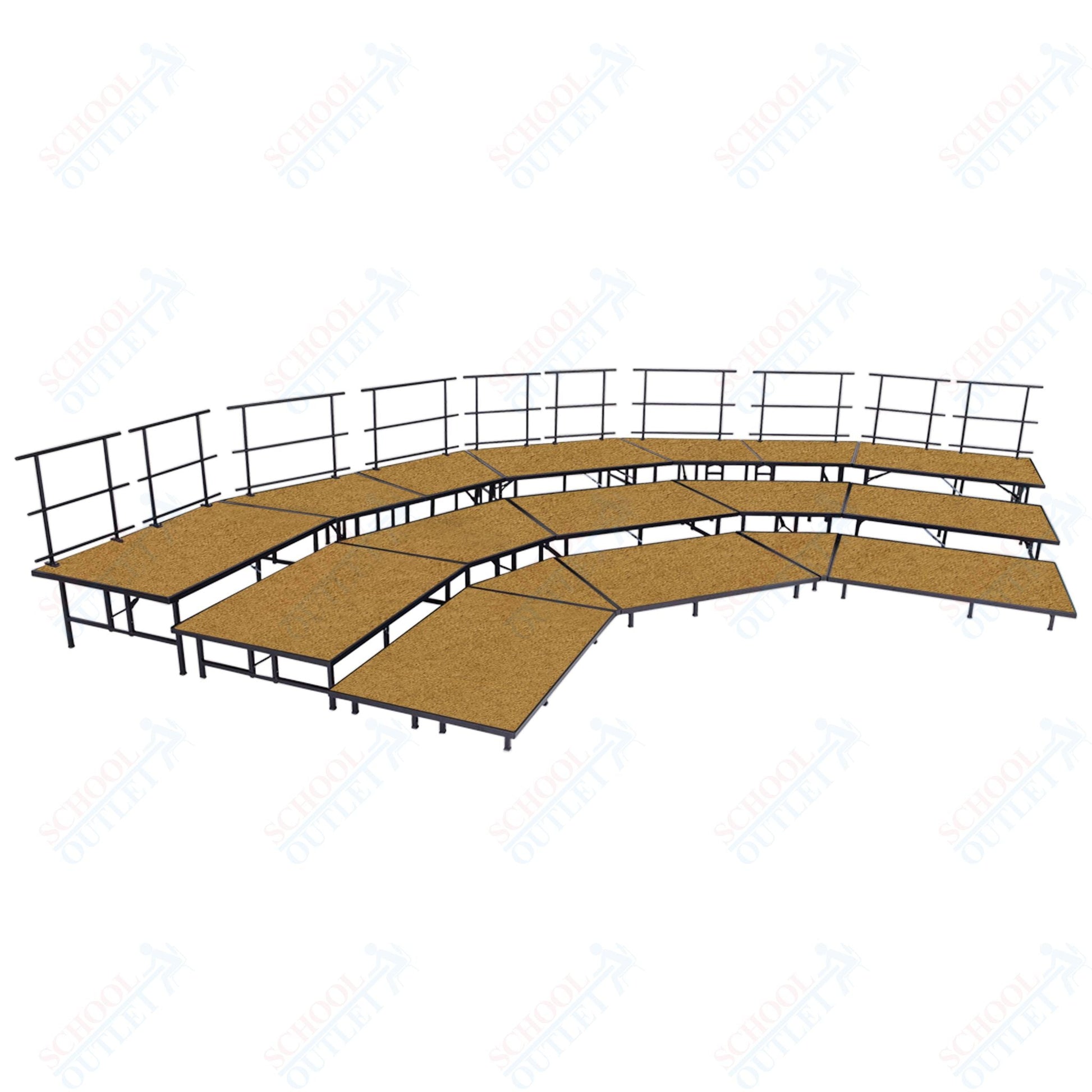 AmTab Fixed Height Riser Set - Hardboard Top - 3 Levels - 9'W x 24'L x 2'H (108"W x 288"L x 24"H) (AmTab AMT - STSC383H) - SchoolOutlet