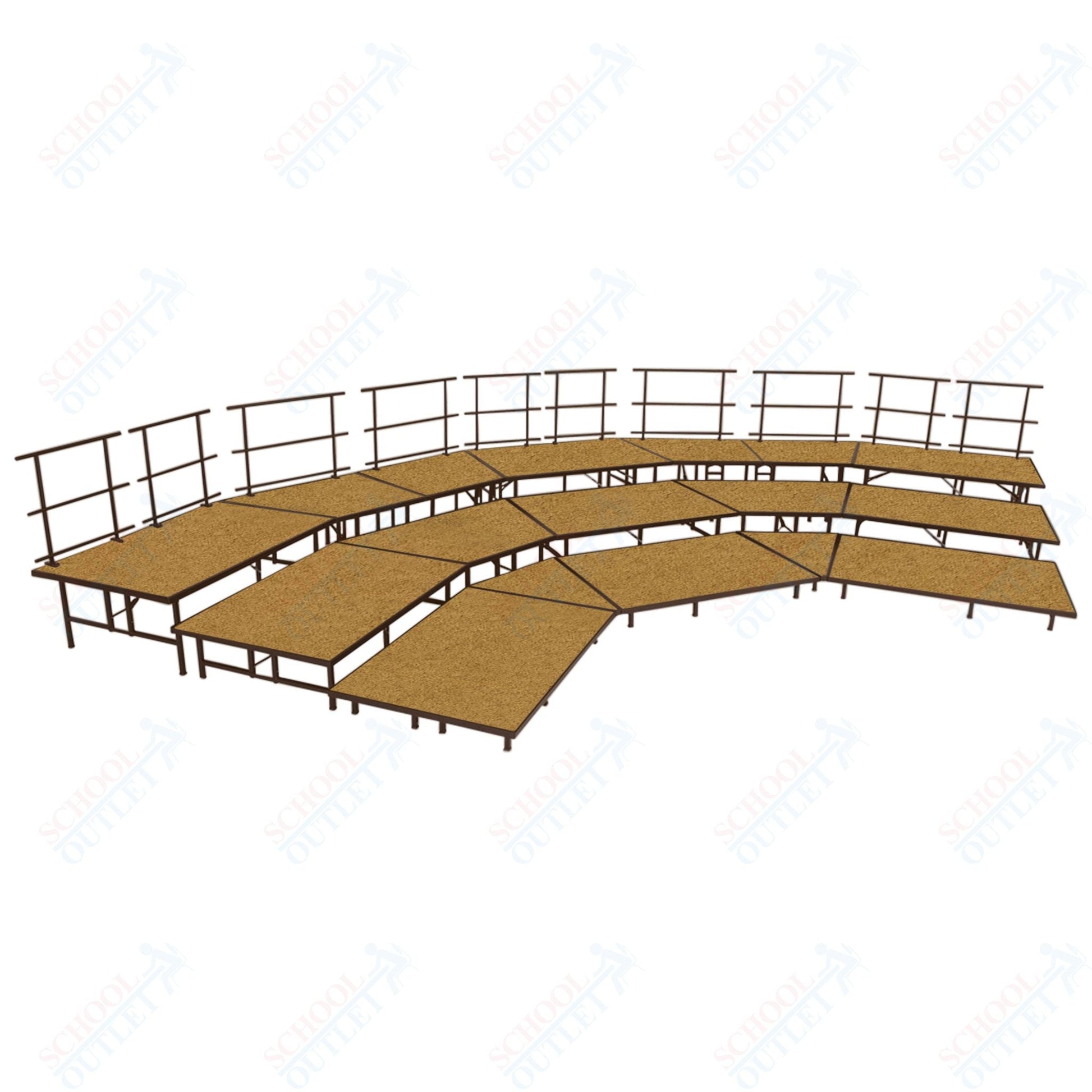 AmTab Fixed Height Riser Set - Hardboard Top - 3 Levels - 9'W x 24'L x 2'H (108"W x 288"L x 24"H) (AmTab AMT - STSC383H) - SchoolOutlet