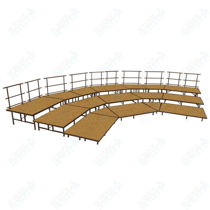 AmTab Fixed Height Riser Set - Hardboard Top - 3 Levels - 9'W x 24'L x 2'H (108"W x 288"L x 24"H) (AmTab AMT - STSC383H) - SchoolOutlet