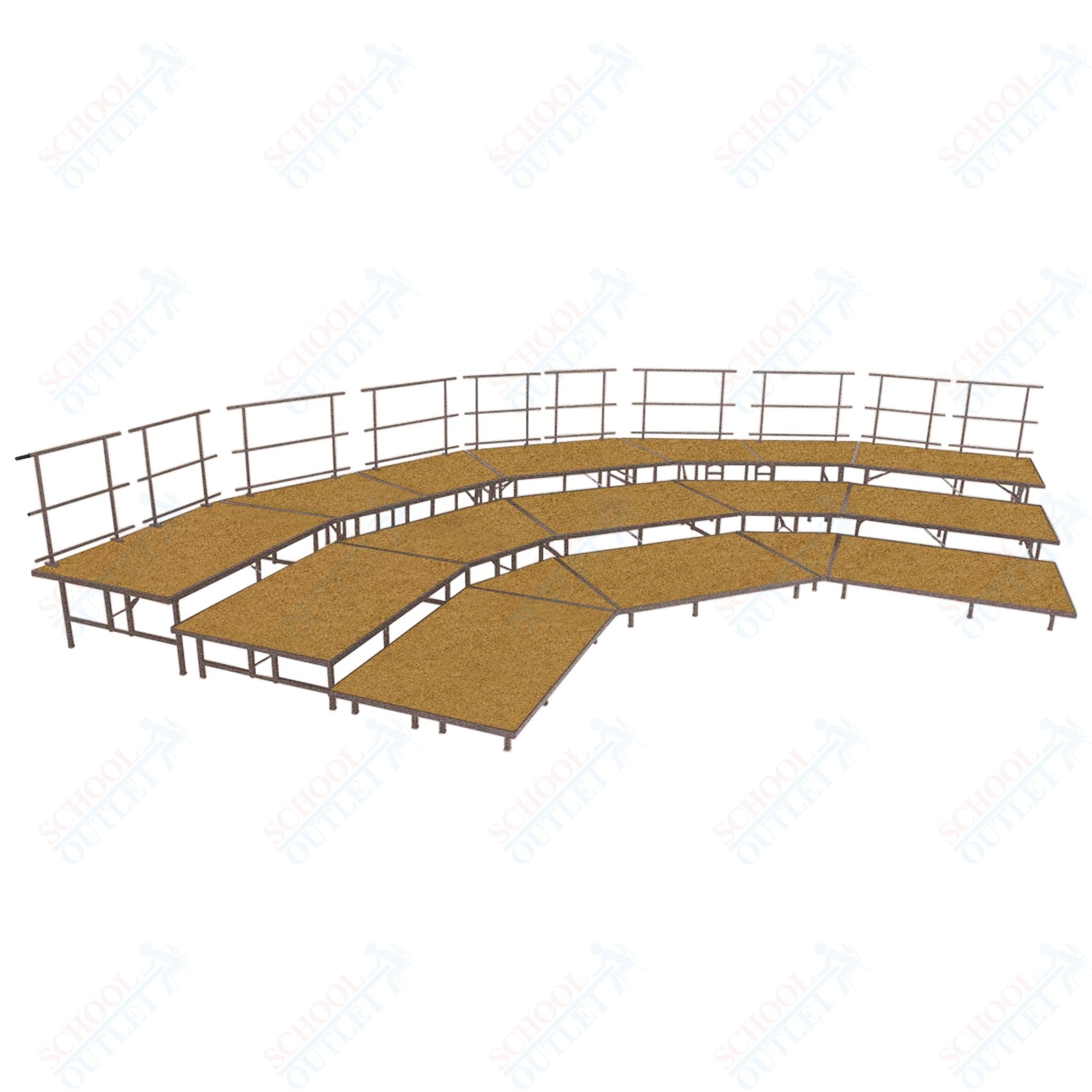 AmTab Fixed Height Riser Set - Hardboard Top - 3 Levels - 9'W x 24'L x 2'H (108"W x 288"L x 24"H) (AmTab AMT - STSC383H) - SchoolOutlet