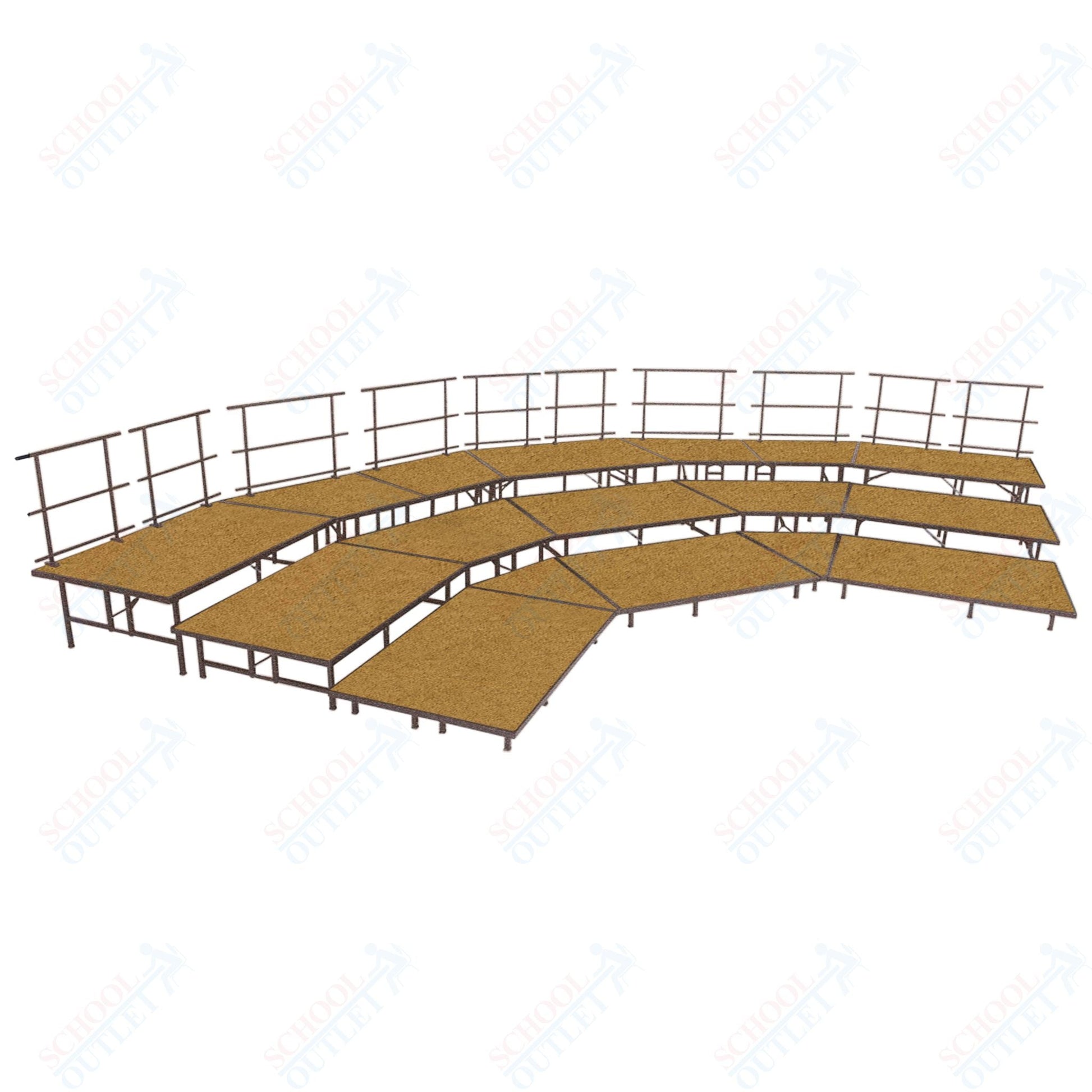 AmTab Fixed Height Riser Set - Hardboard Top - 3 Levels - 9'W x 24'L x 2'H (108"W x 288"L x 24"H) (AmTab AMT - STSC383H) - SchoolOutlet