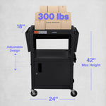 Luxor LEADER Adjustable-Height Three-Shelf Media Utility Cart 24