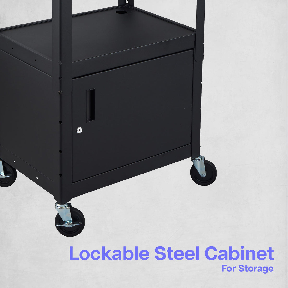 Luxor LEADER Adjustable-Height Three-Shelf Media Utility Cart 24"W x 18"D x 24"-42"H (LUX-AVJ42KBCDL)