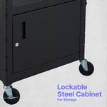 Luxor LEADER Adjustable-Height Three-Shelf Media Utility Cart 24