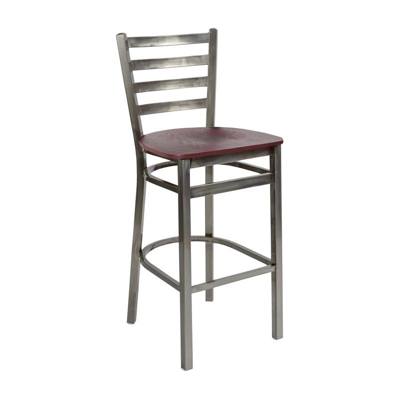 BFM Seating - Lima Ladder Back Barstool - Relic Seat - Steel Frame - (BFM - 2160B) - SchoolOutlet