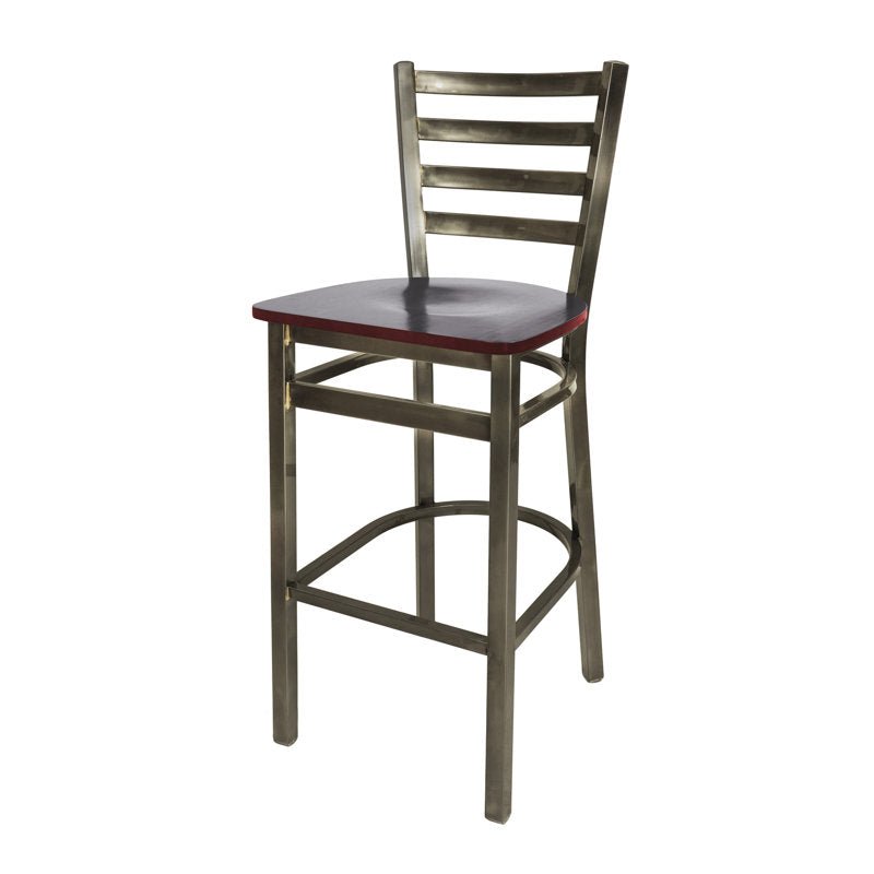 BFM Seating - Lima Ladder Back Barstool - Relic Seat - Steel Frame - (BFM - 2160B) - SchoolOutlet