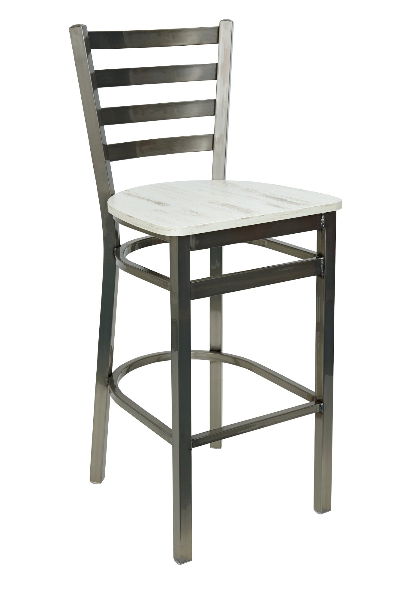 BFM Seating - Lima Ladder Back Barstool - Relic Seat - Steel Frame - (BFM - 2160B) - SchoolOutlet