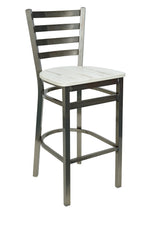 BFM Seating - Lima Ladder Back Barstool - Relic Seat - Steel Frame - (BFM - 2160B) - SchoolOutlet