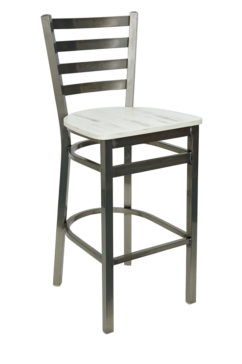 BFM Seating - Lima Ladder Back Barstool - Relic Seat - Steel Frame - (BFM - 2160B) - SchoolOutlet