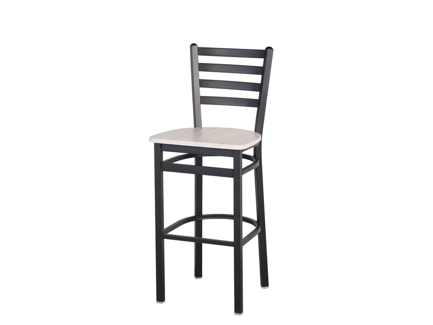 BFM Seating - Lima Ladder Back Barstool - Relic Seat - Steel Frame - (BFM - 2160B) - SchoolOutlet
