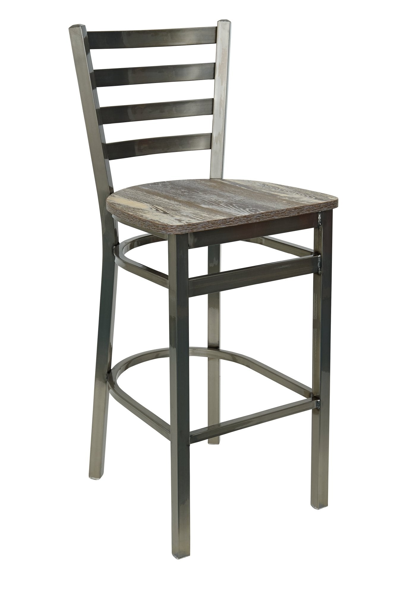 BFM Seating - Lima Ladder Back Barstool - Relic Seat - Steel Frame - (BFM - 2160B) - SchoolOutlet