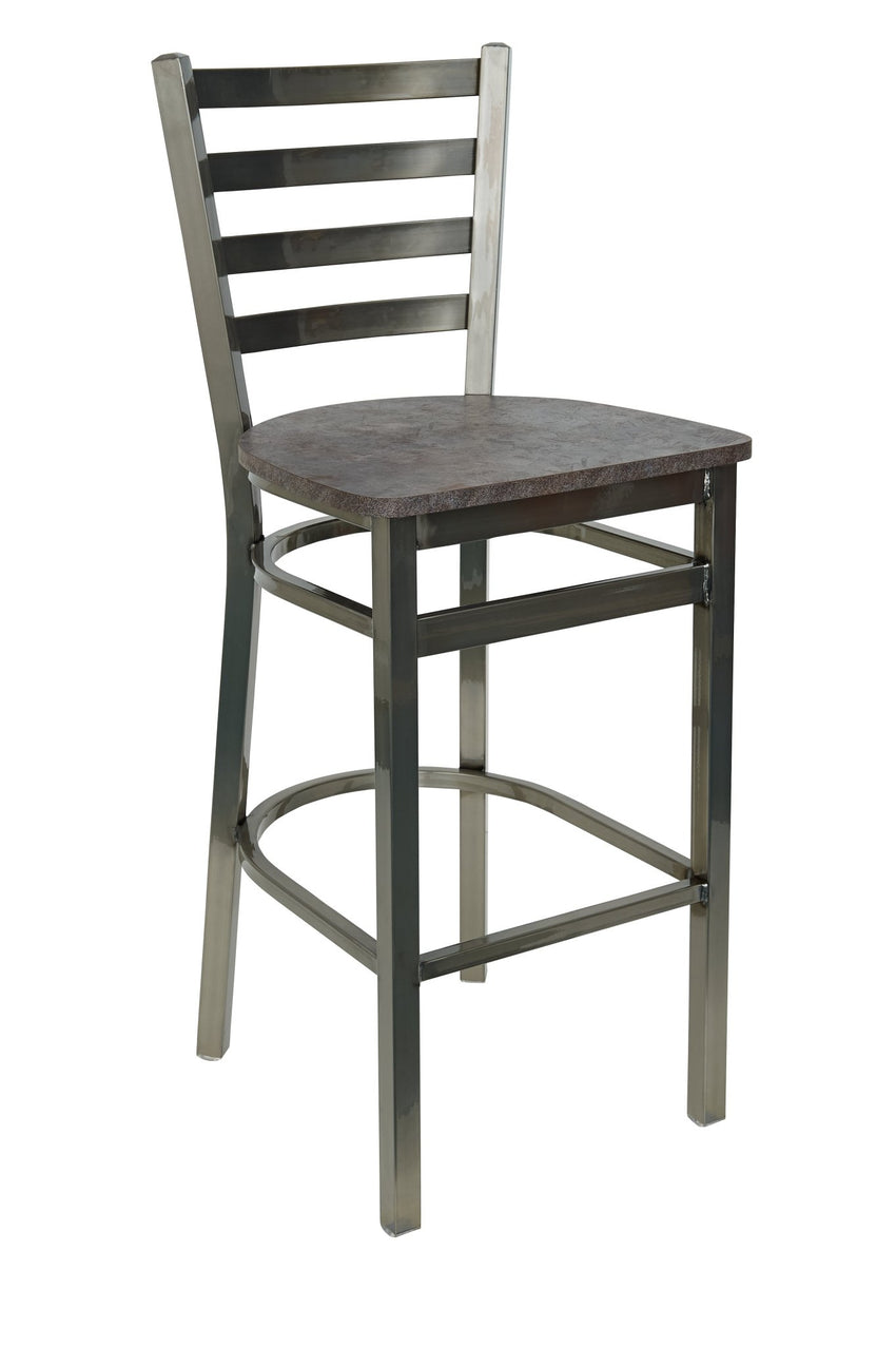 BFM Seating - Lima Ladder Back Barstool - Relic Seat - Steel Frame - (BFM - 2160B) - SchoolOutlet