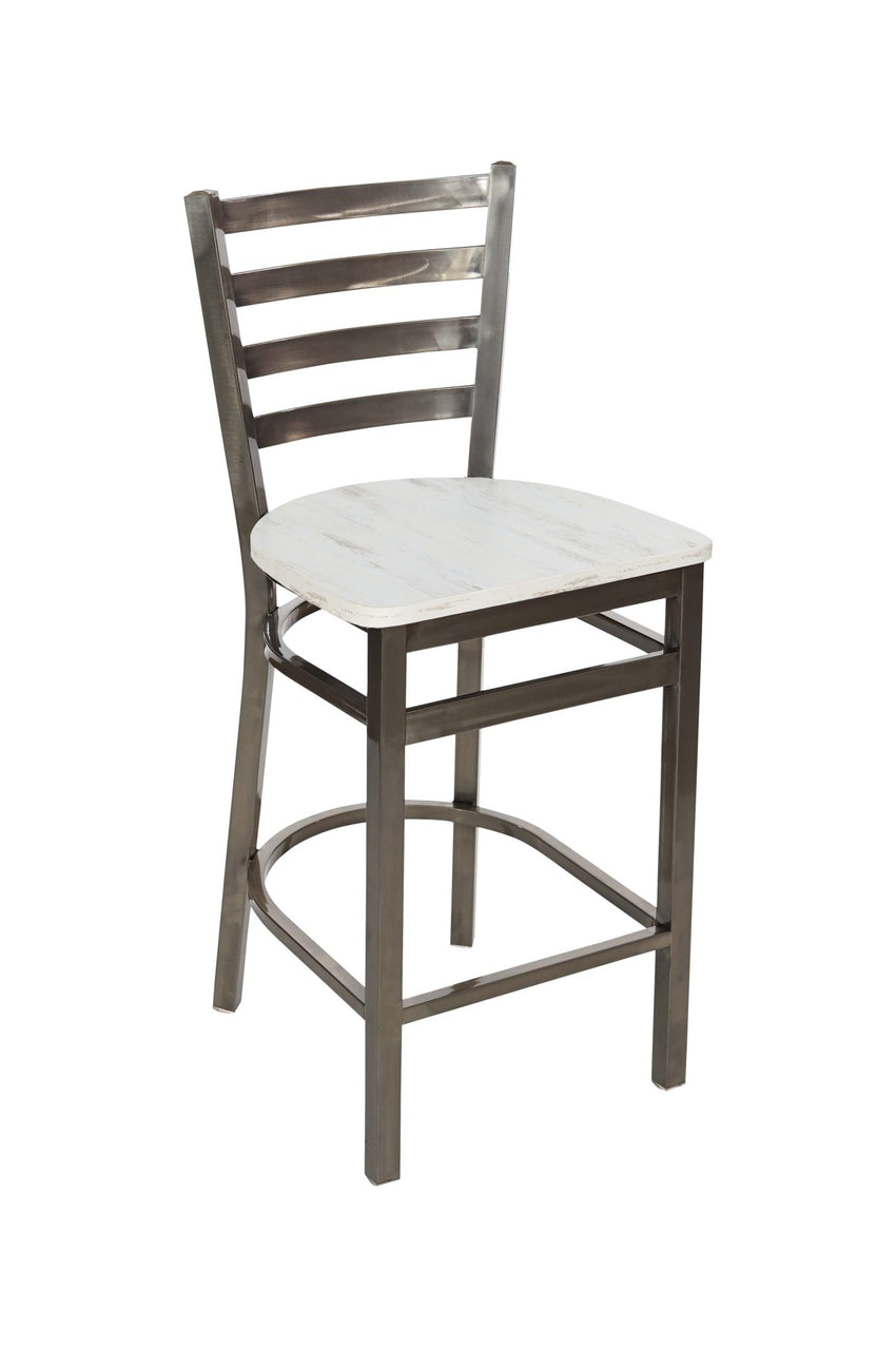 BFM Seating - Lima Ladder Back Counter Height Stool - Relic Seat - Steel Frame - (BFM - 2160H) - SchoolOutlet