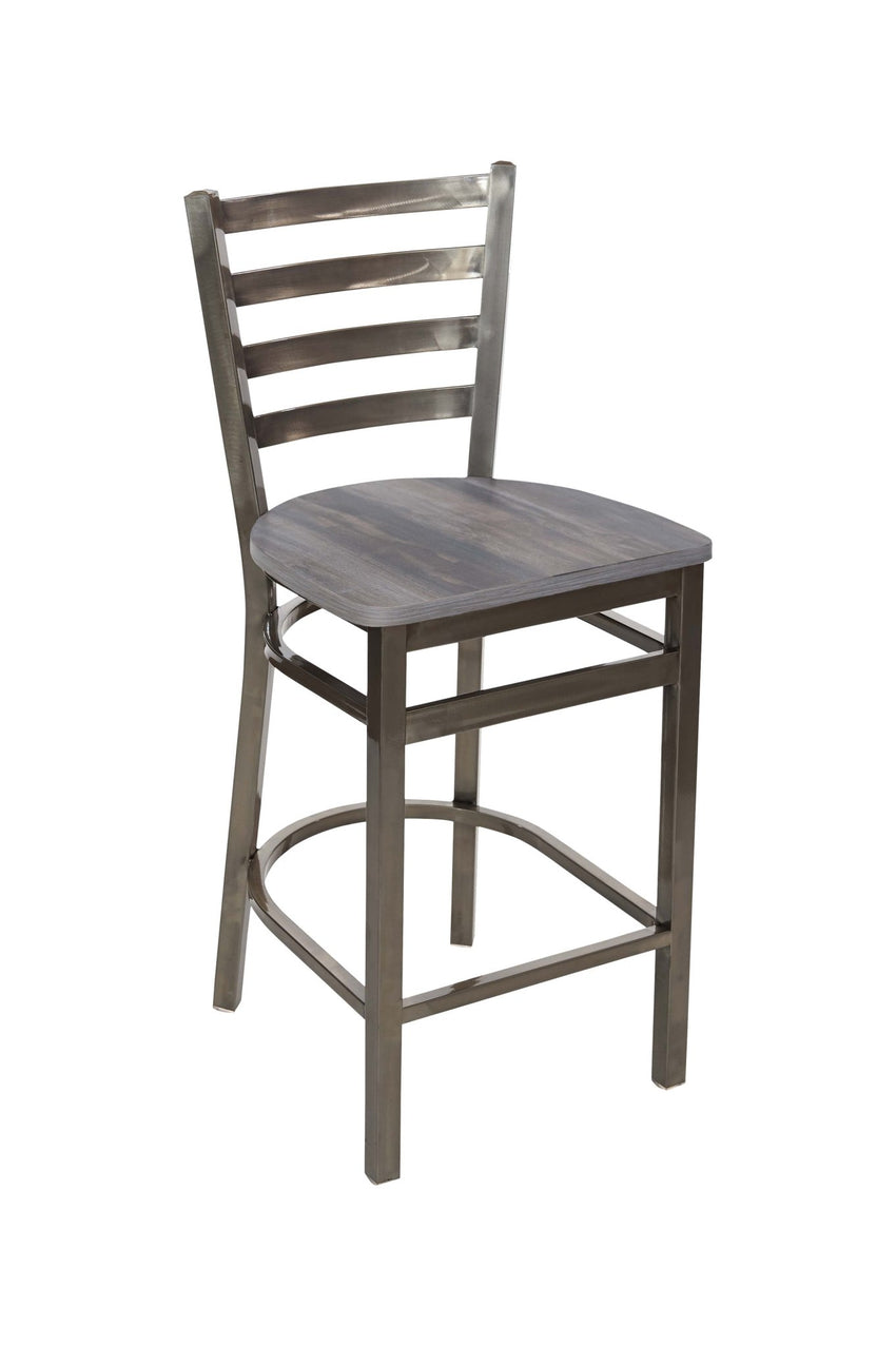 BFM Seating - Lima Ladder Back Counter Height Stool - Relic Seat - Steel Frame - (BFM - 2160H) - SchoolOutlet