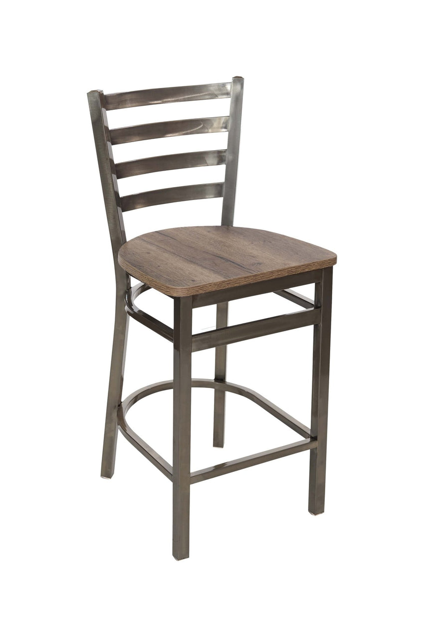 BFM Seating - Lima Ladder Back Counter Height Stool - Relic Seat - Steel Frame - (BFM - 2160H) - SchoolOutlet