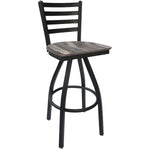 BFM Seating - Lima Ladder Back Swivel Barstool - Relic Seat - Steel Frame - (BFM - 2160S) - SchoolOutlet