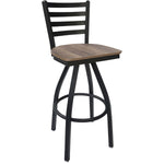 BFM Seating - Lima Ladder Back Swivel Barstool - Relic Seat - Steel Frame - (BFM - 2160S) - SchoolOutlet