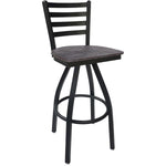 BFM Seating - Lima Ladder Back Swivel Barstool - Relic Seat - Steel Frame - (BFM - 2160S) - SchoolOutlet