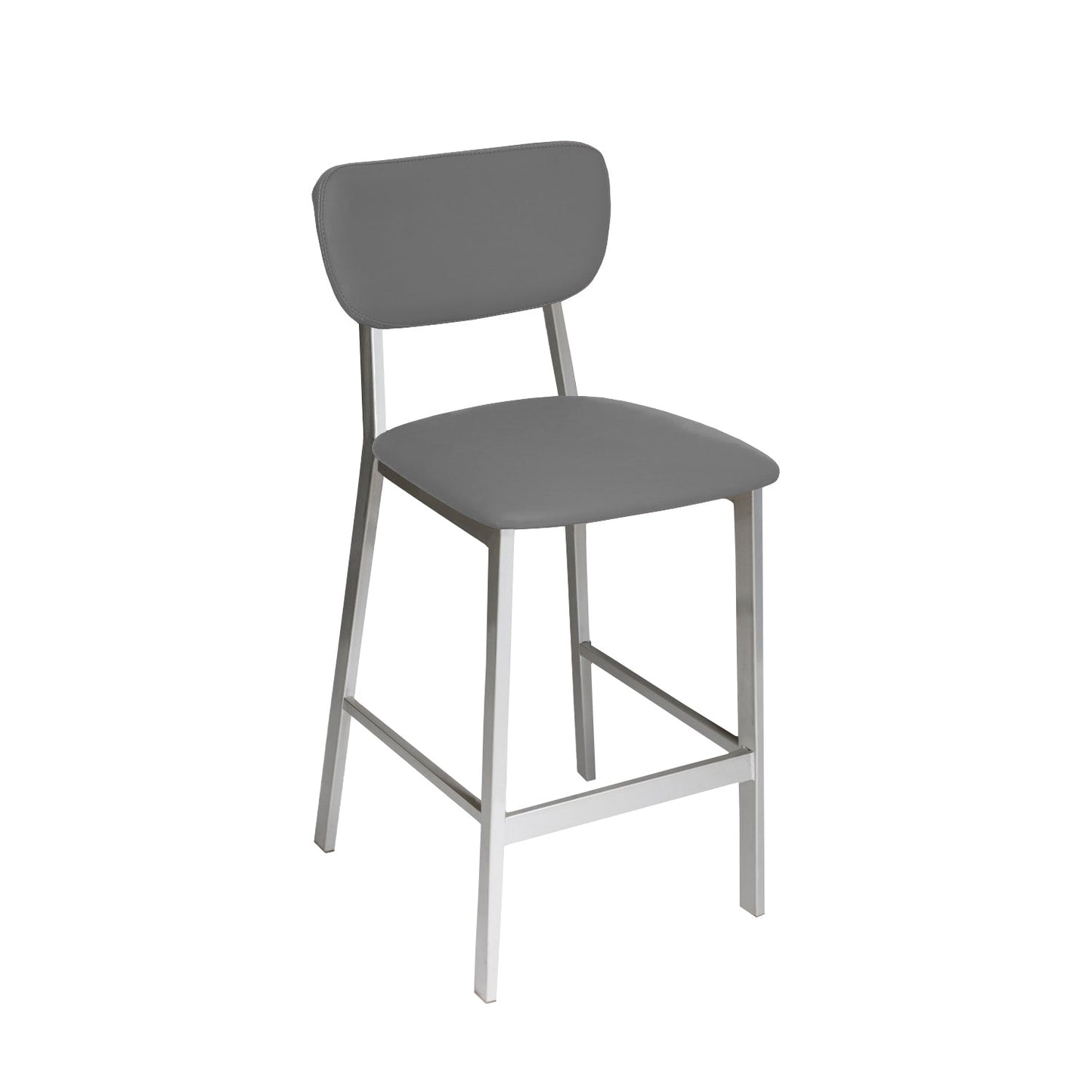 BFM Seating Hamilton Side Barstool, Grade 3 Vinyl Seat & Back - Steel Frame - Platinum Finish - (BFM - JS10B) - SchoolOutlet