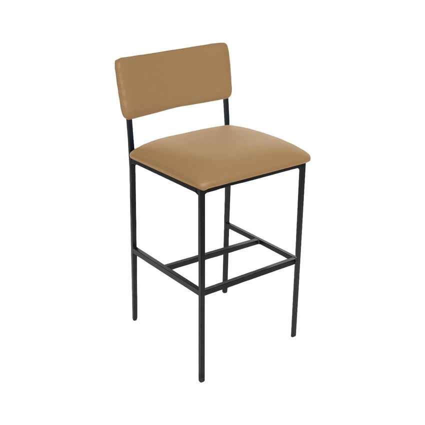 BFM Seating Meghan Barstool, Grade 4 Upholstered Seat & Back - Steel Frame - Sand Black Finish - (BFM - JS33BM) - SchoolOutlet