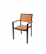 BFM Seating Largo Stacking Teak Patio Dining Chair - 17