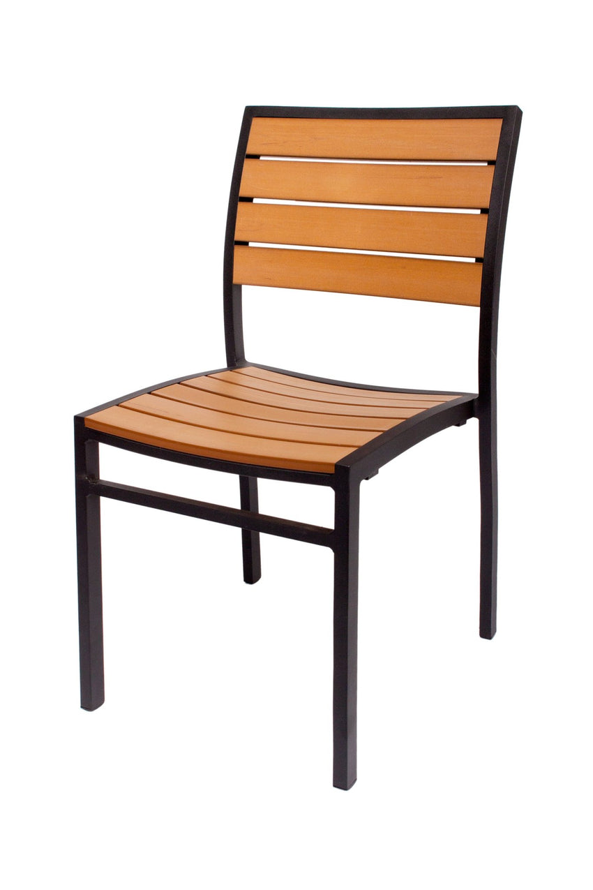 BFM Seating Largo Stacking Teak Patio Dining Chair (BFM - PH102C) - SchoolOutlet
