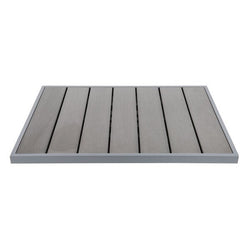 BFM Seating Seaside Gray Synthetic Teak Table Top - Soft Gray Powder Coat Aluminum Frame - Umbrella Hole Optional 24"W x 30"L (BFM-PH2430)