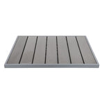 BFM Seating Seaside 24x30 Gray Synthetic Teak Table Top - Soft Gray Powder Coat Aluminum Frame - Umbrella Hole Optional(BFM - PH2430) - SchoolOutlet