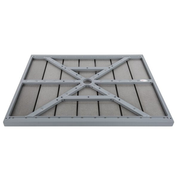 BFM Seating Seaside 24x30 Gray Synthetic Teak Table Top - Soft Gray Powder Coat Aluminum Frame - Umbrella Hole Optional(BFM - PH2430) - SchoolOutlet